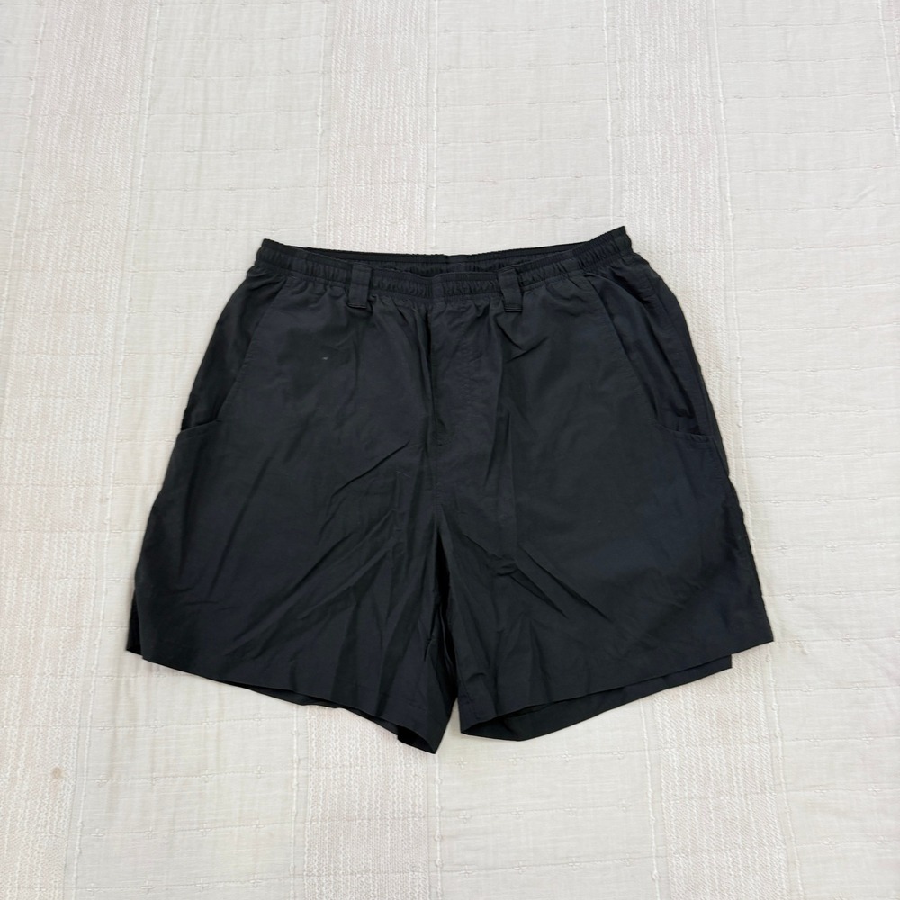 Columbia PFG Shorts Mens Medium Black Nylon Mesh Lined Elastic Waist Hiking